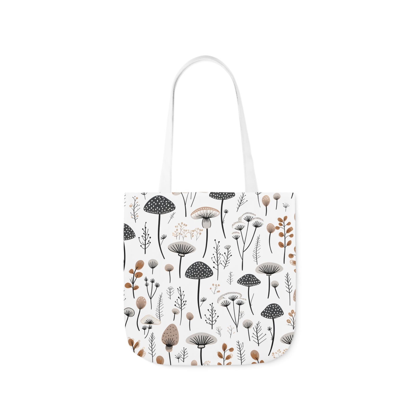 Plants and Mushrooms Polyester Canvas Tote Bag (AOP)