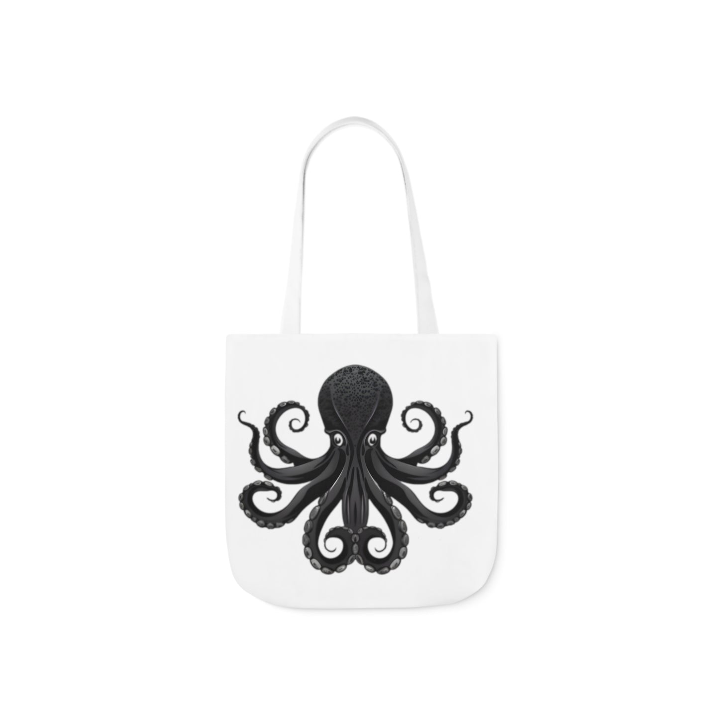 Black Octopus Polyester Canvas Tote Bag (AOP)