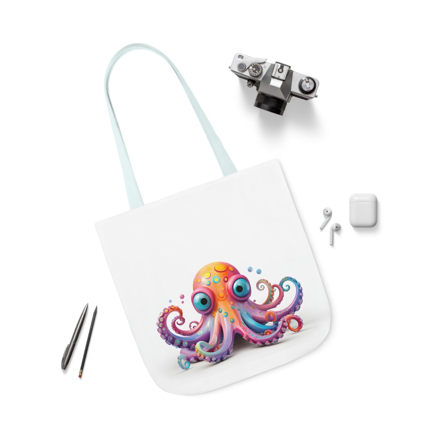 Colorful Octopus Polyester Canvas Tote Bag (AOP)