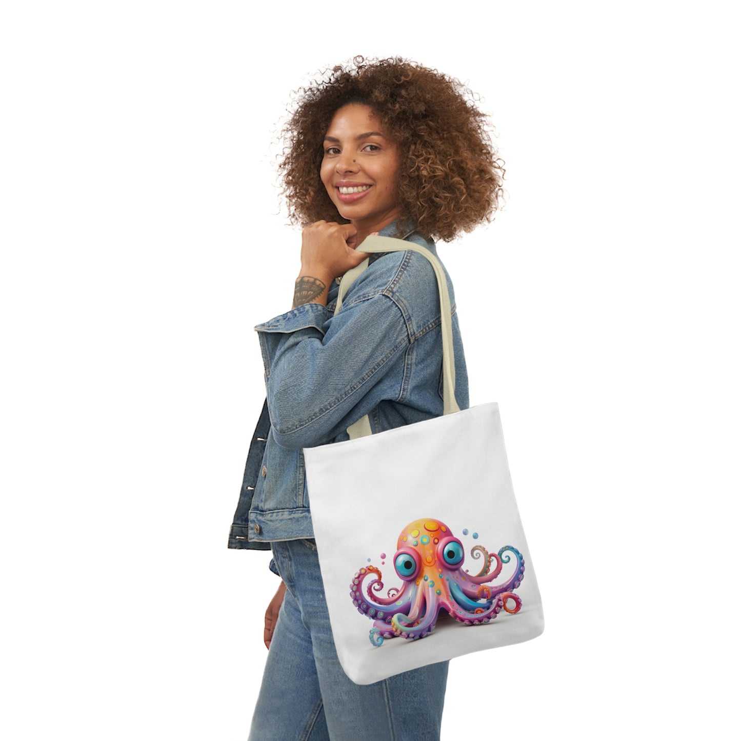 Colorful Octopus Polyester Canvas Tote Bag (AOP)