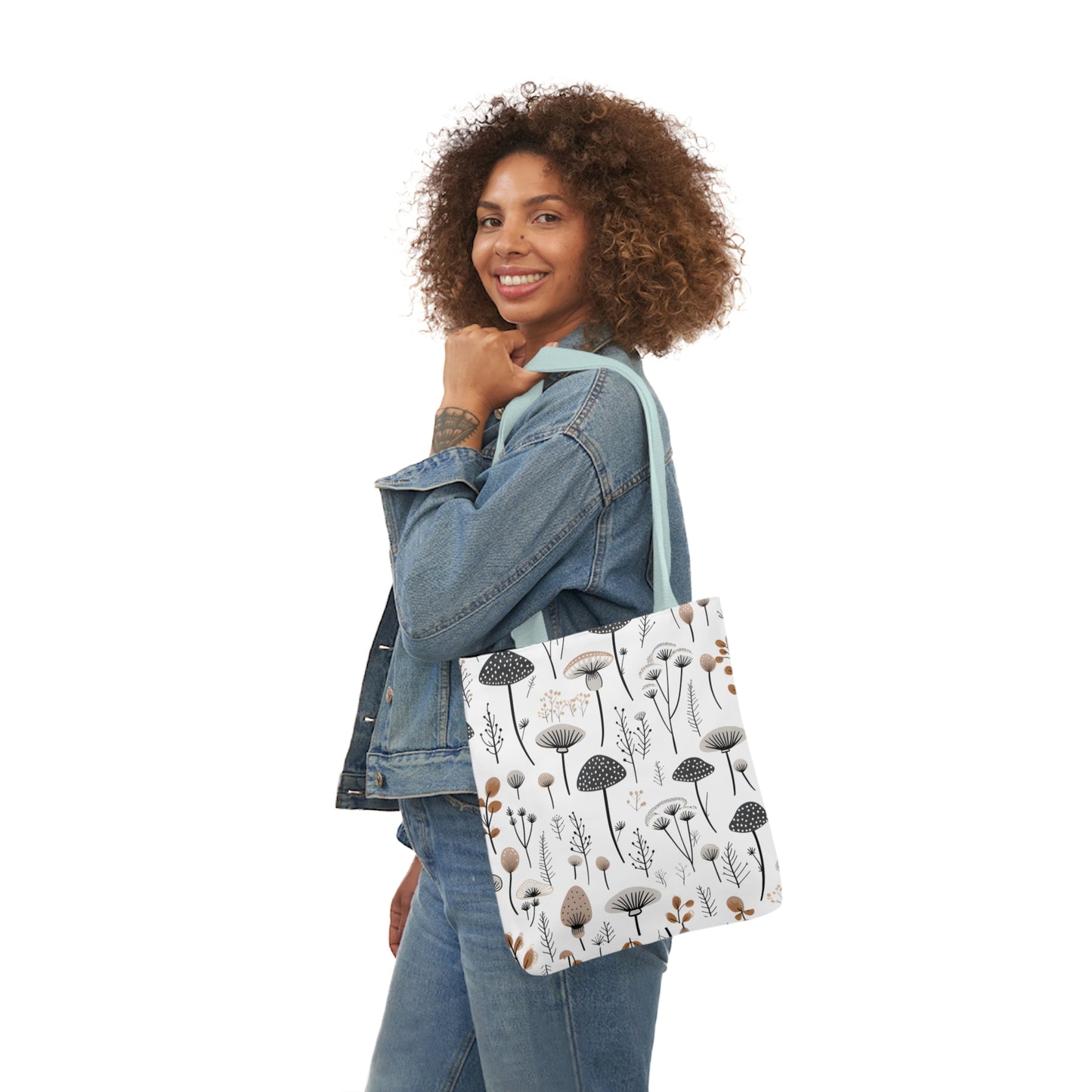Plants and Mushrooms Polyester Canvas Tote Bag (AOP)