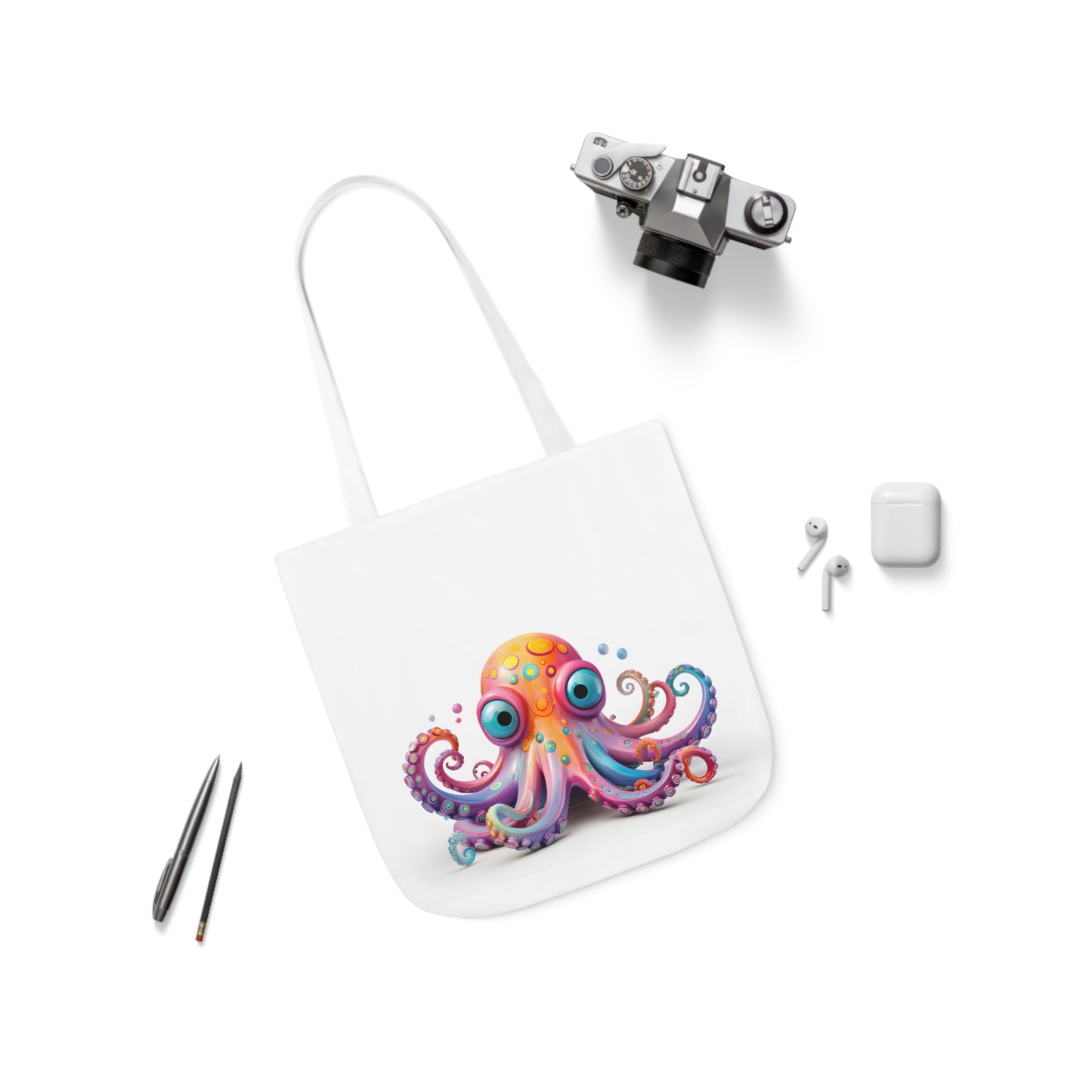 Colorful Octopus Polyester Canvas Tote Bag (AOP)