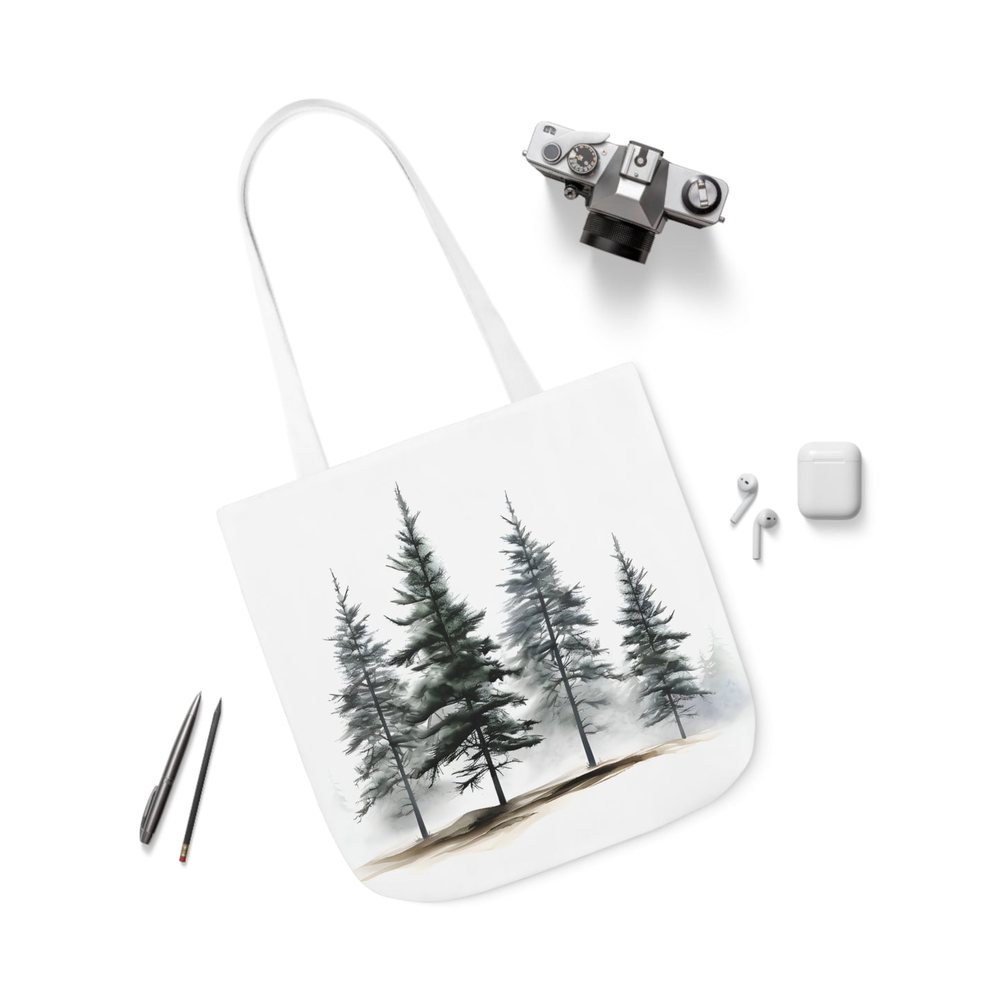 Pine Tree Polyester Canvas Tote Bag (AOP)