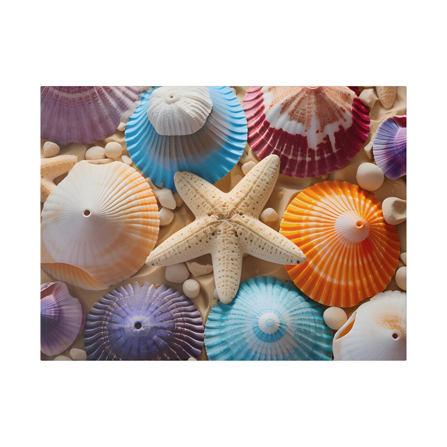 Starfish And Seashells Matte Canvas, Stretched, 0.75" pn004