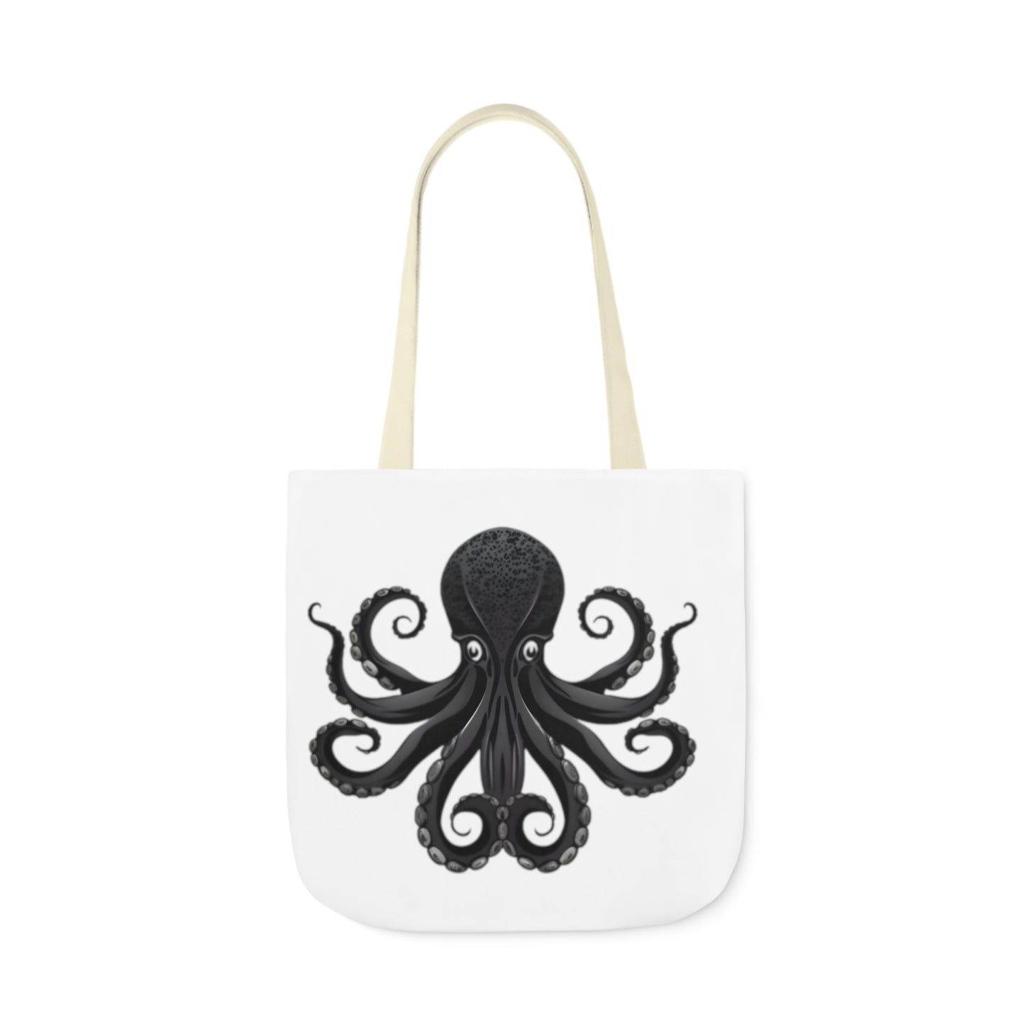 Black Octopus Polyester Canvas Tote Bag (AOP)