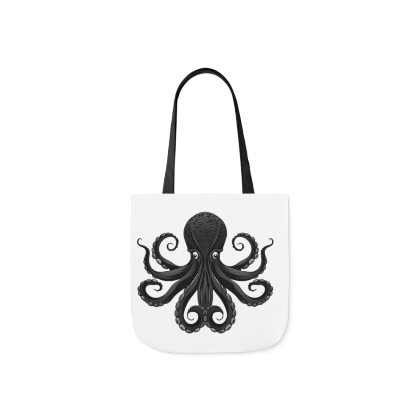 Black Octopus Polyester Canvas Tote Bag (AOP)