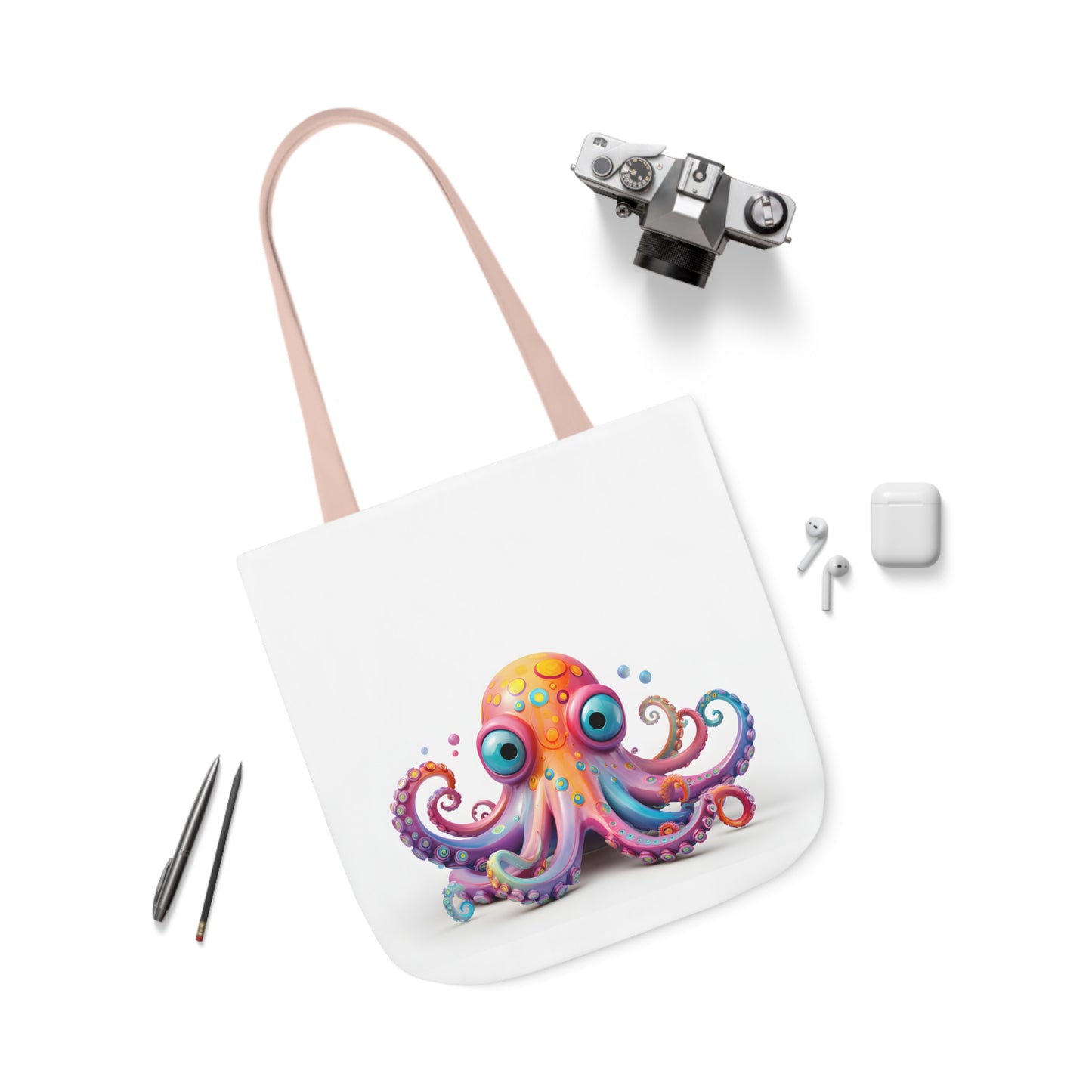 Colorful Octopus Polyester Canvas Tote Bag (AOP)