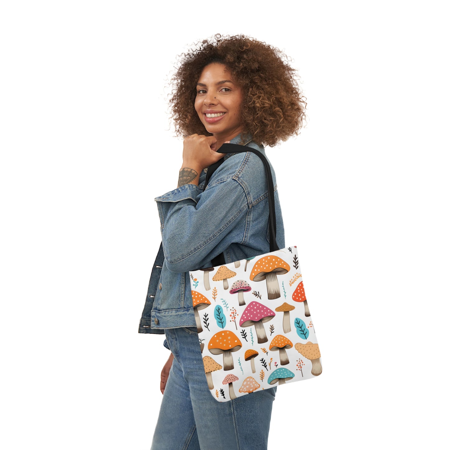 Colorful Mushroom Polyester Canvas Tote Bag (AOP)