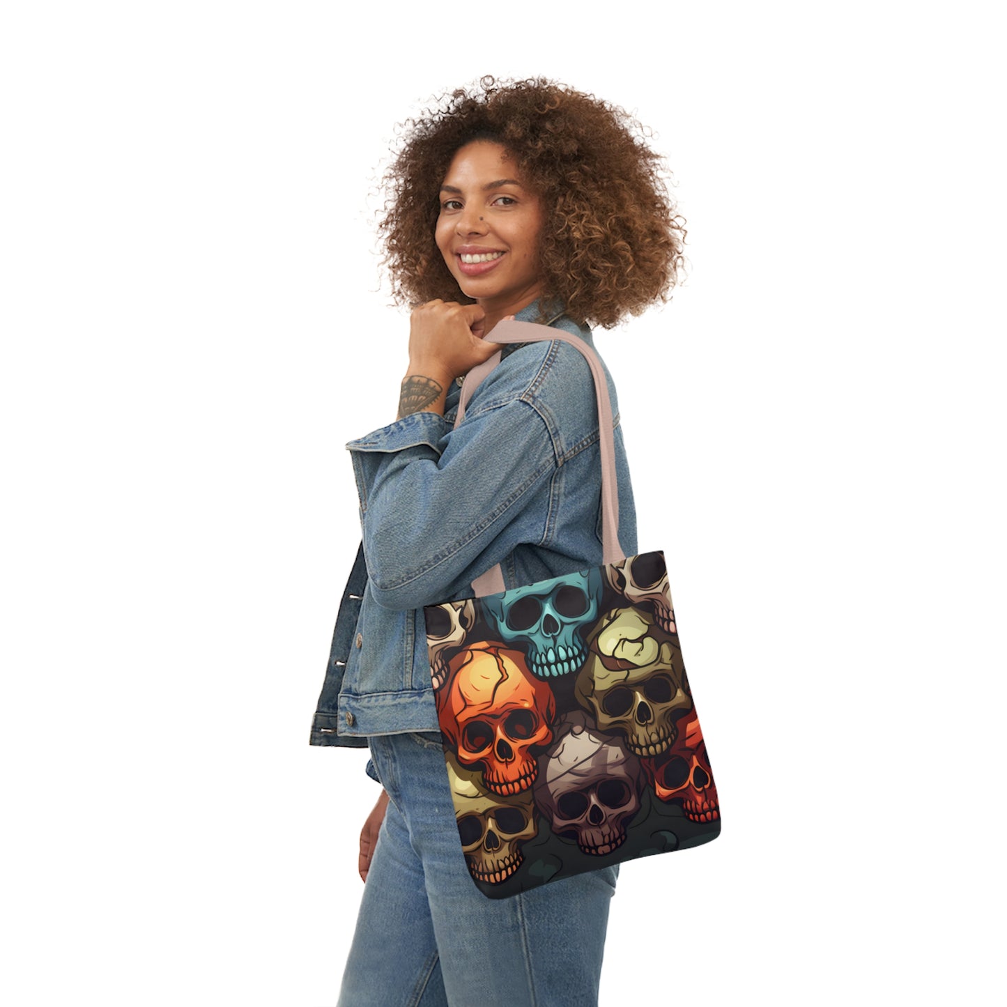 Colorful Skull Polyester Canvas Tote Bag (AOP)
