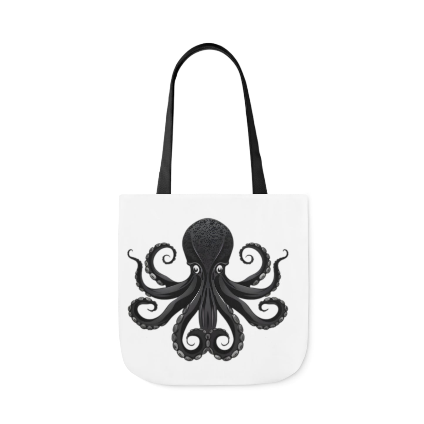 Black Octopus Polyester Canvas Tote Bag (AOP)