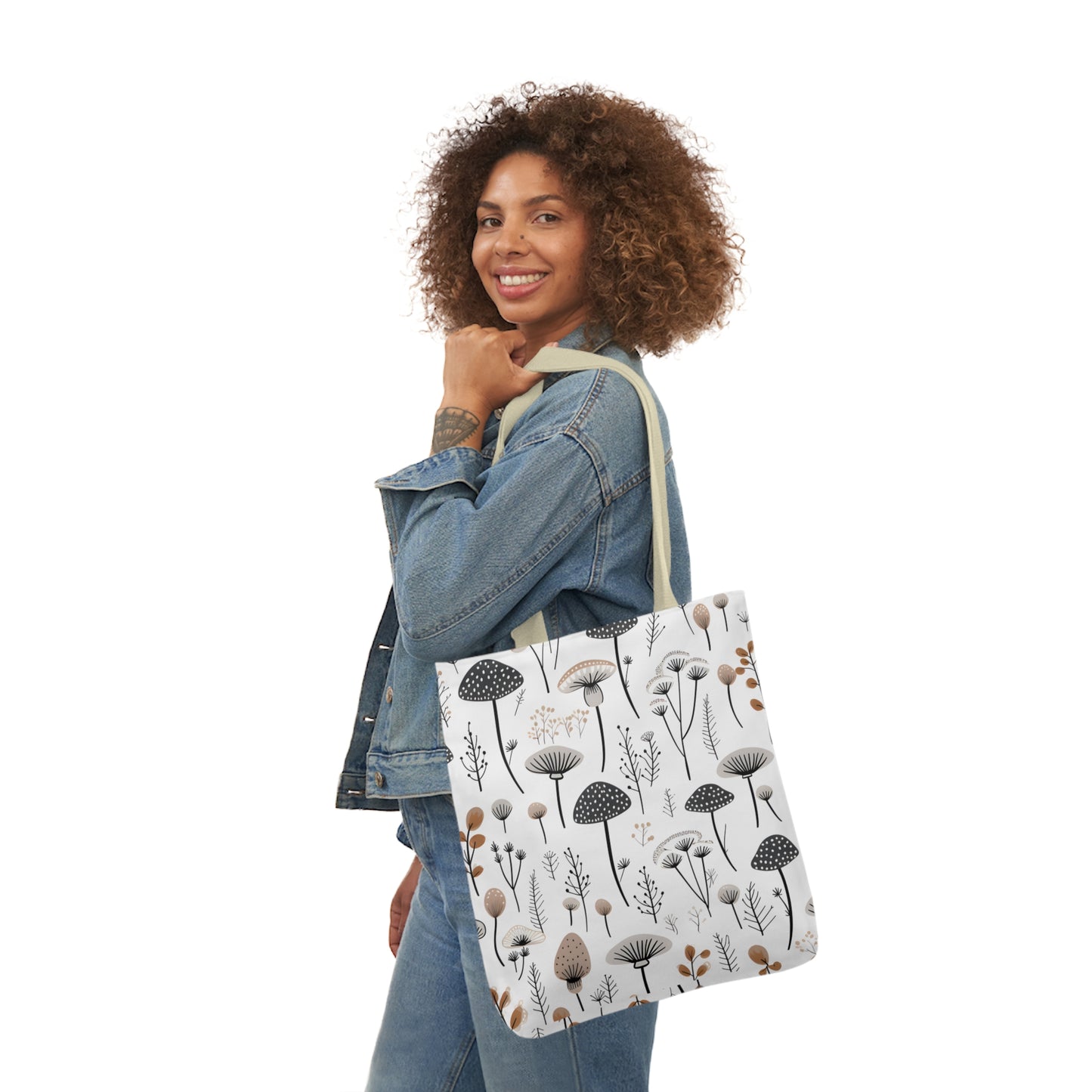 Plants and Mushrooms Polyester Canvas Tote Bag (AOP)