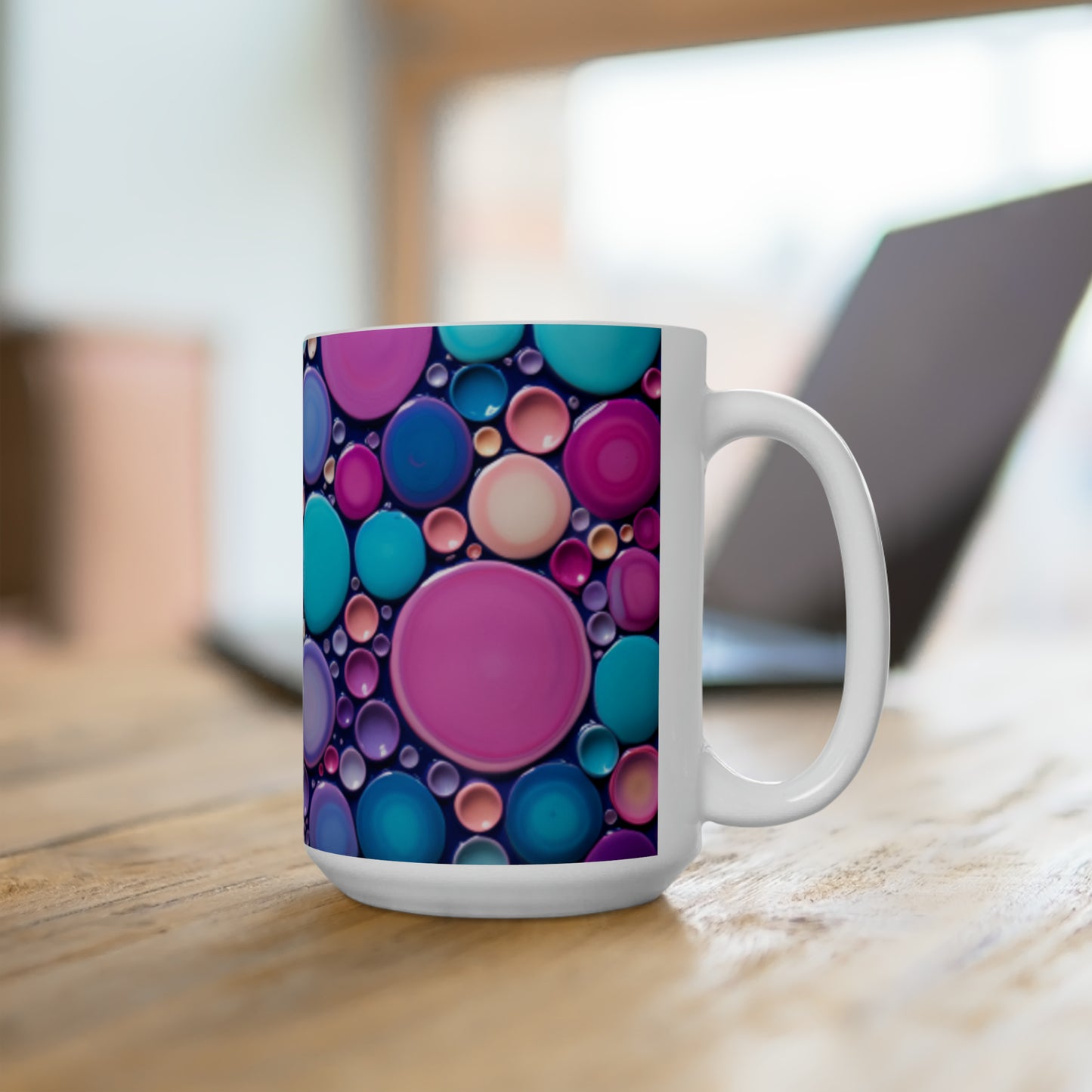 Colorful Polka Dot Ceramic Mug 15oz