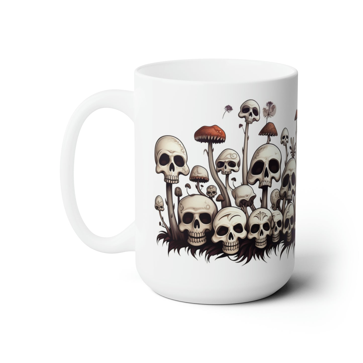 Skulls and mushrooms Ceramic Mug 15oz
