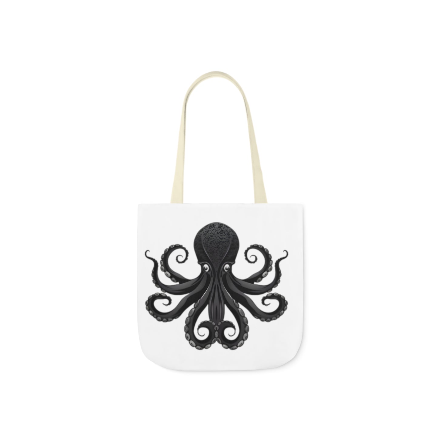 Black Octopus Polyester Canvas Tote Bag (AOP)