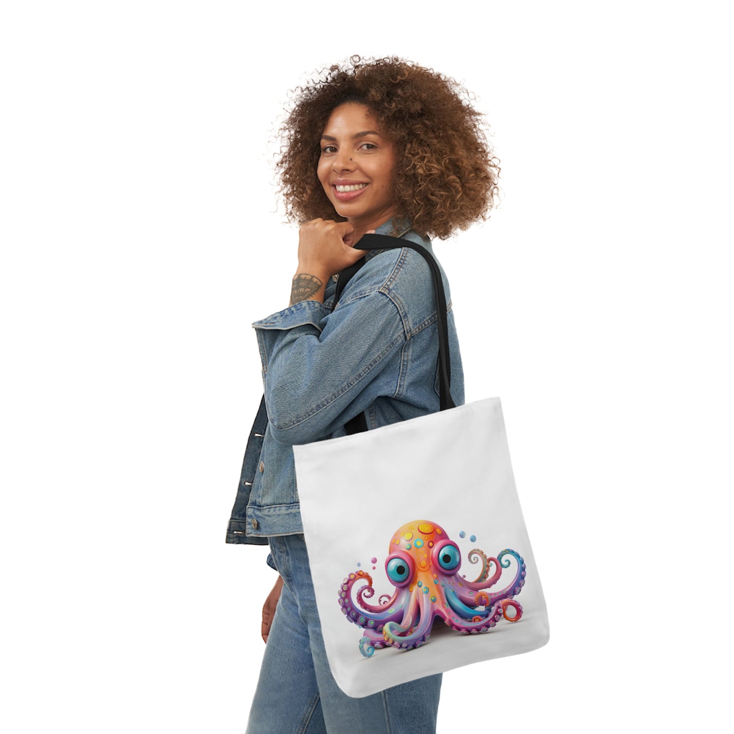 Colorful Octopus Polyester Canvas Tote Bag (AOP)