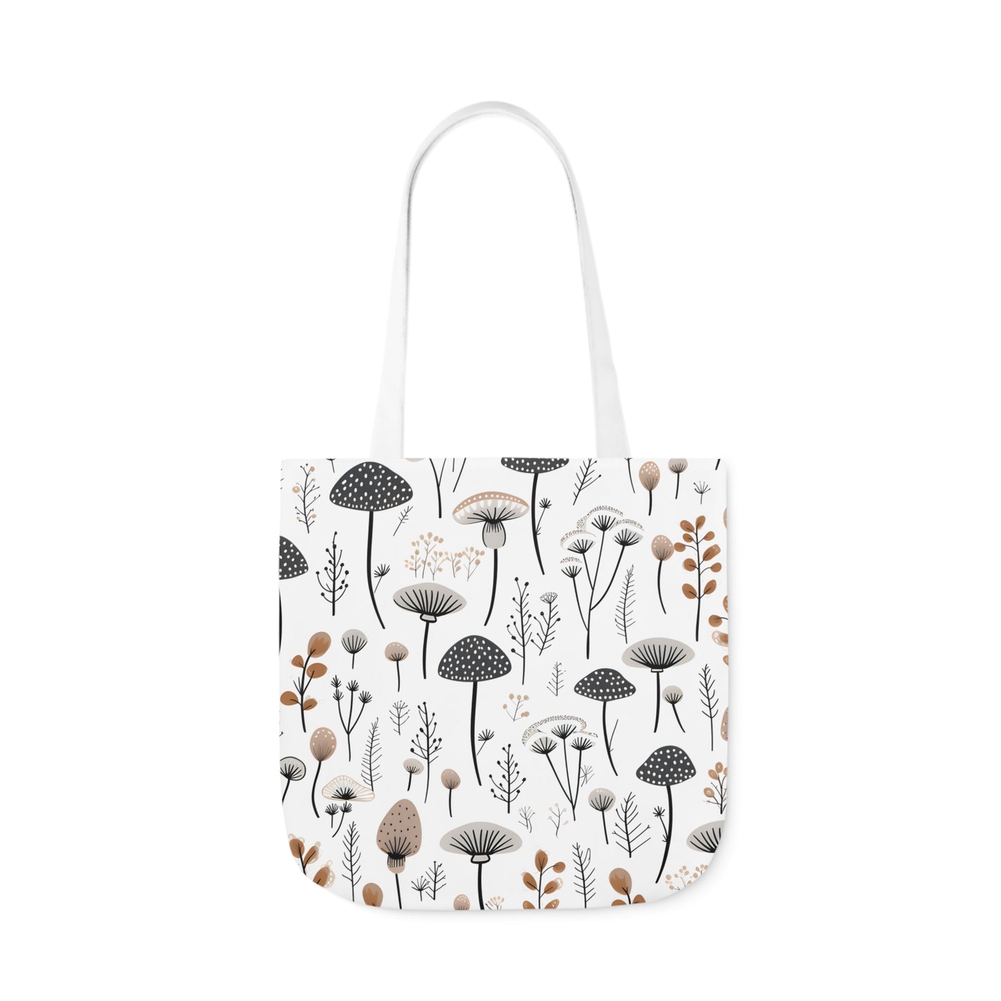 Plants and Mushrooms Polyester Canvas Tote Bag (AOP)