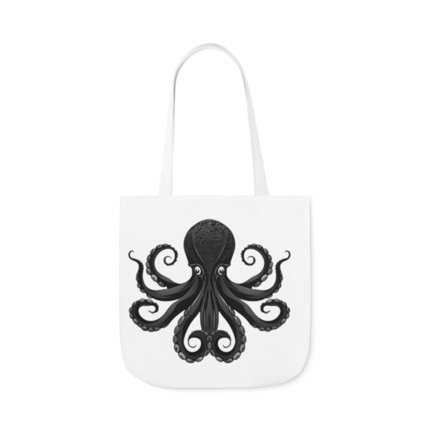 Black Octopus Polyester Canvas Tote Bag (AOP)