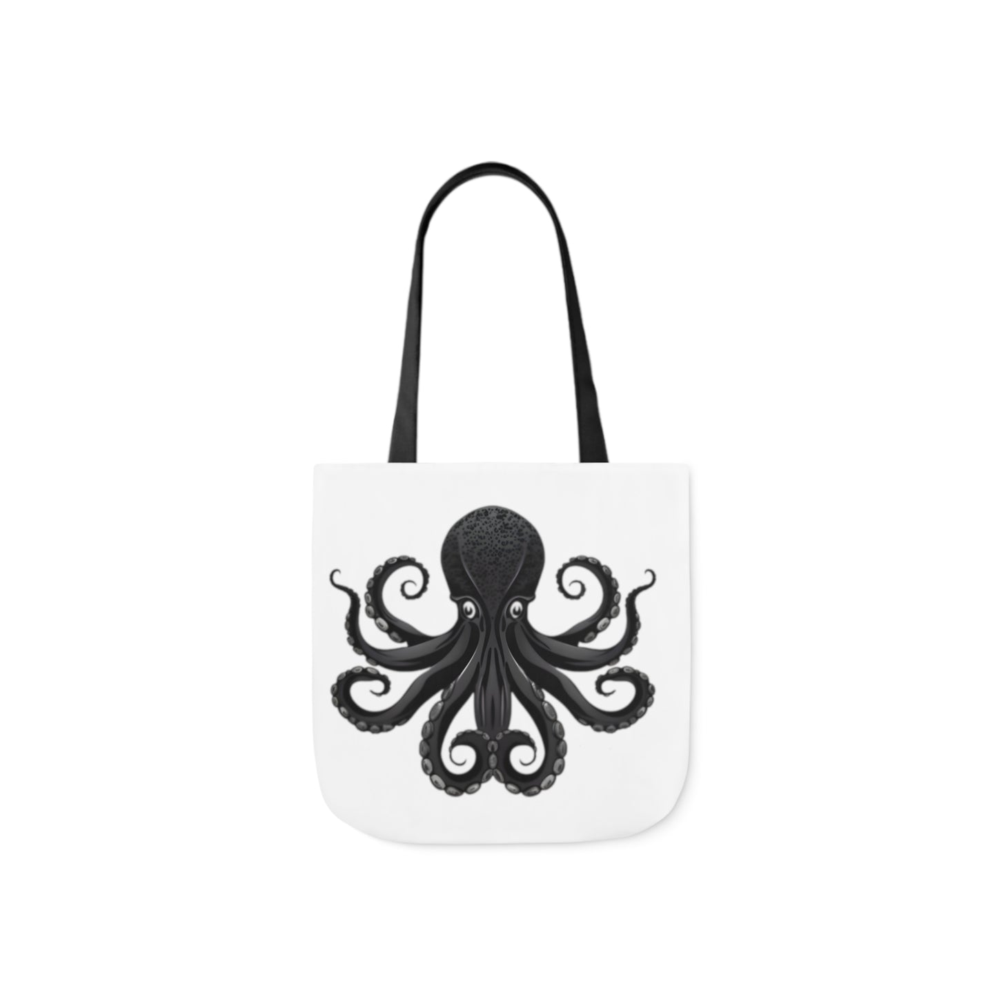 Black Octopus Polyester Canvas Tote Bag (AOP)