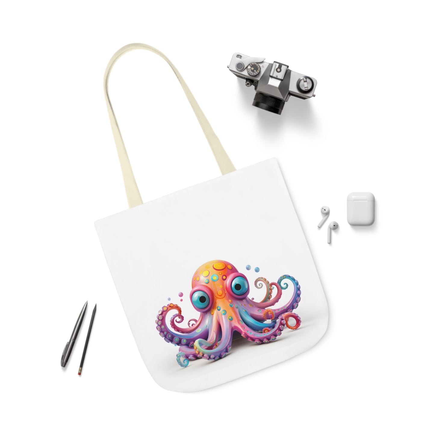 Colorful Octopus Polyester Canvas Tote Bag (AOP)