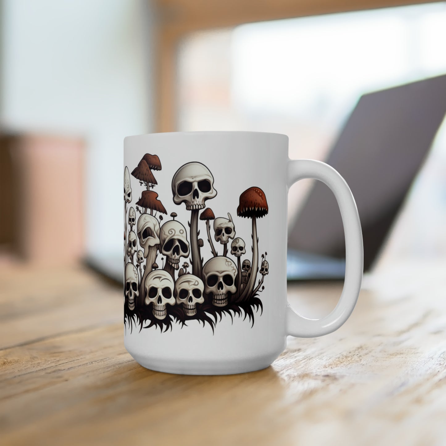 Skulls and mushrooms Ceramic Mug 15oz