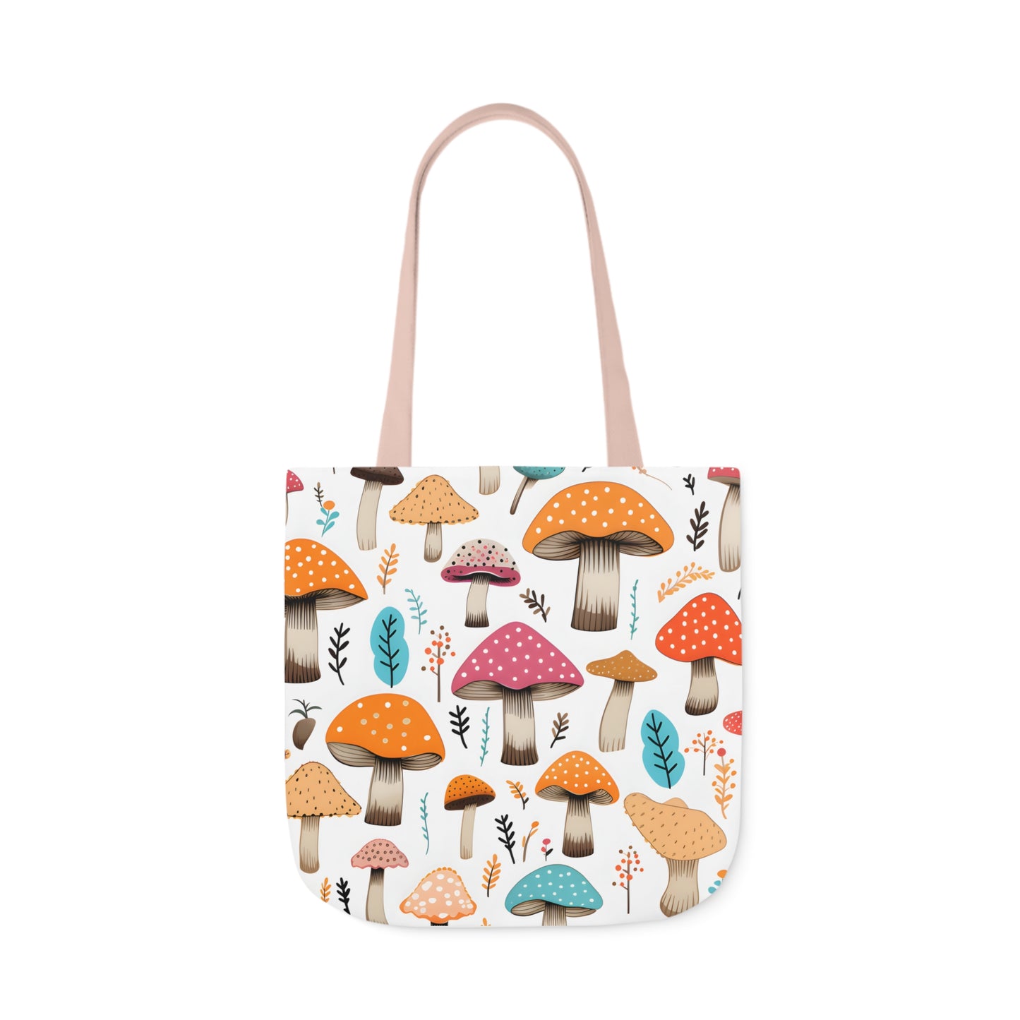 Colorful Mushroom Polyester Canvas Tote Bag (AOP)