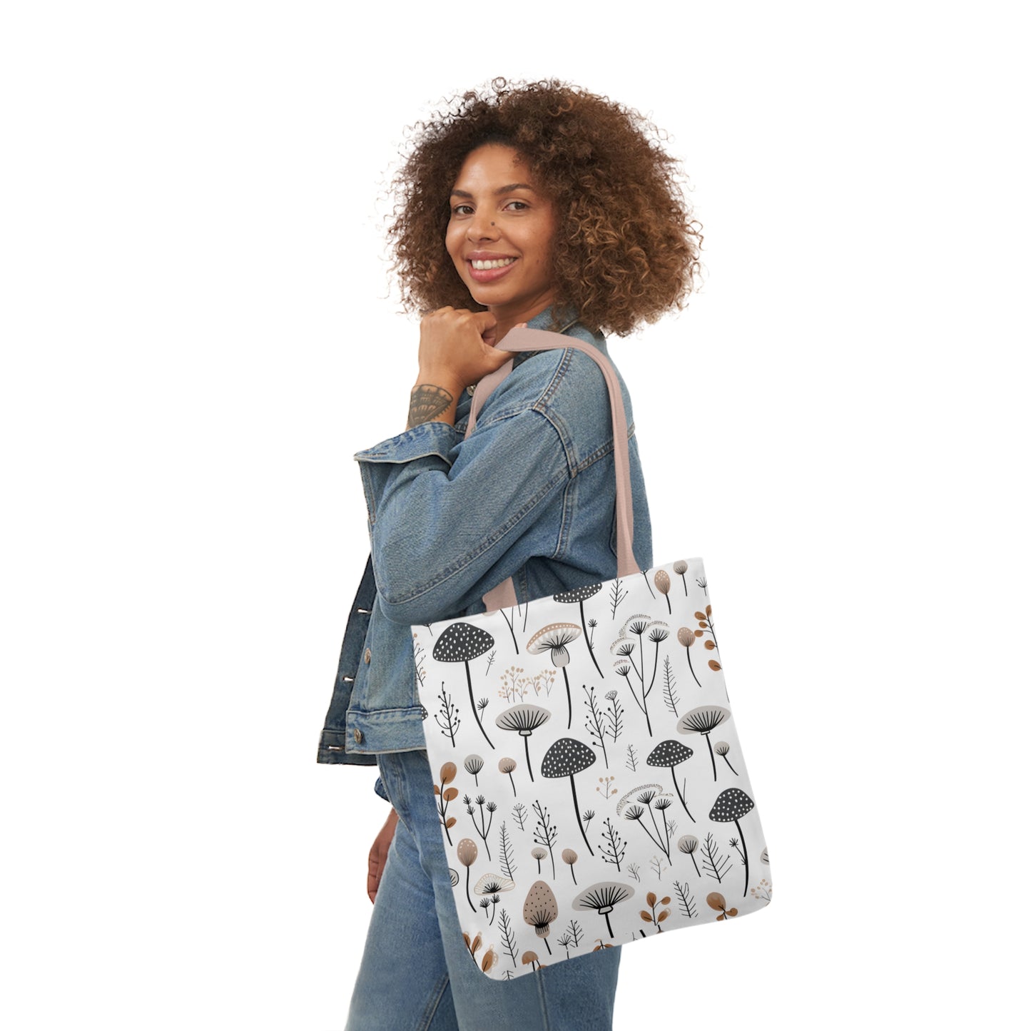 Plants and Mushrooms Polyester Canvas Tote Bag (AOP)
