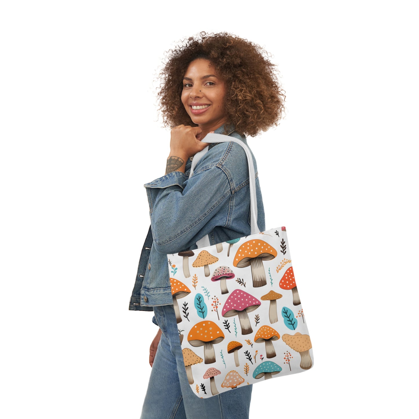 Colorful Mushroom Polyester Canvas Tote Bag (AOP)