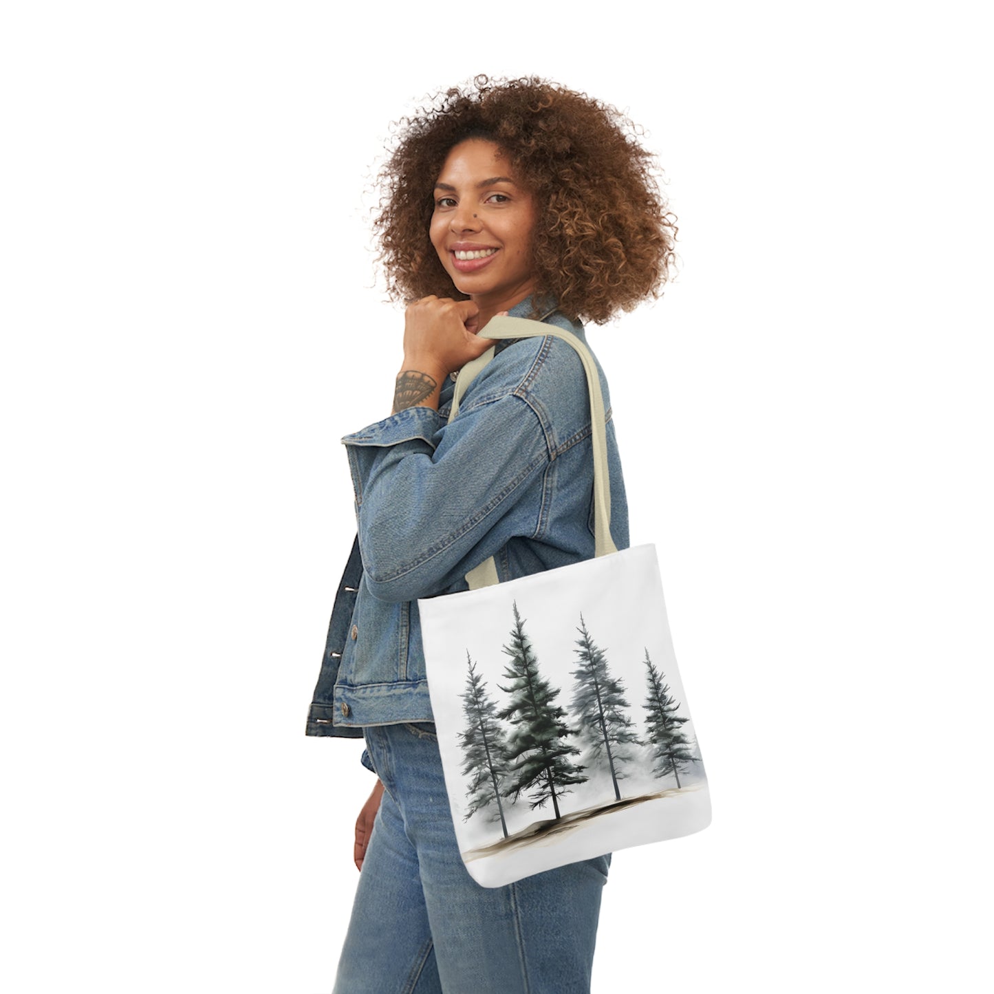 Pine Tree Polyester Canvas Tote Bag (AOP)