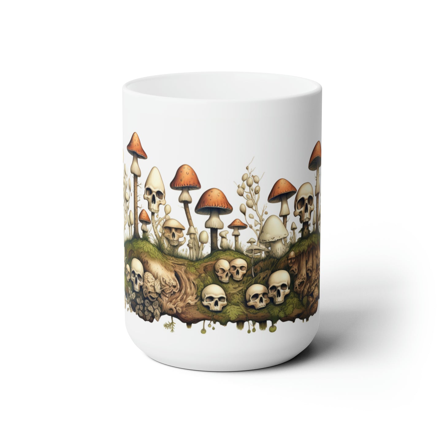 Skulls and Mushrooms Ceramic Mug 15oz