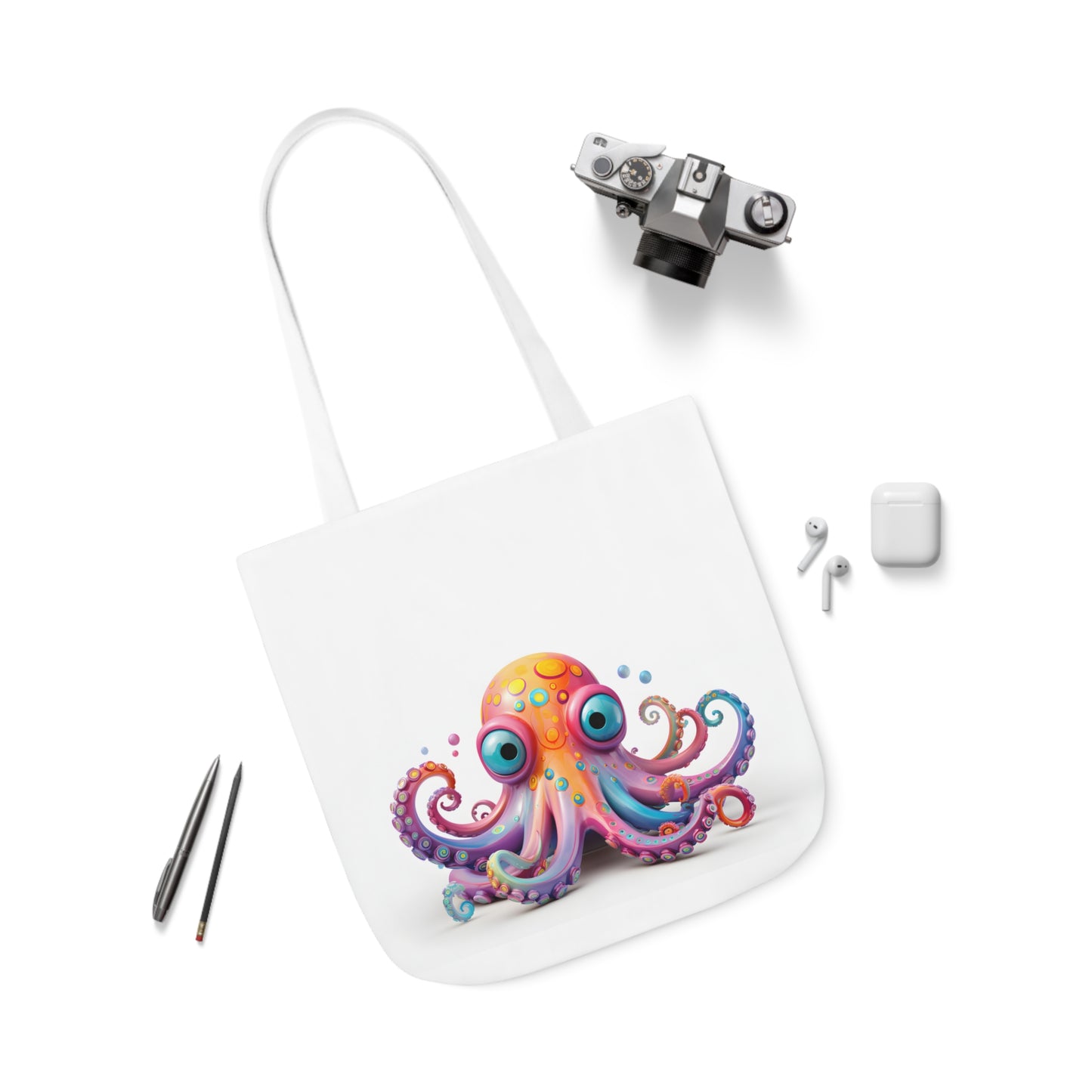 Colorful Octopus Polyester Canvas Tote Bag (AOP)