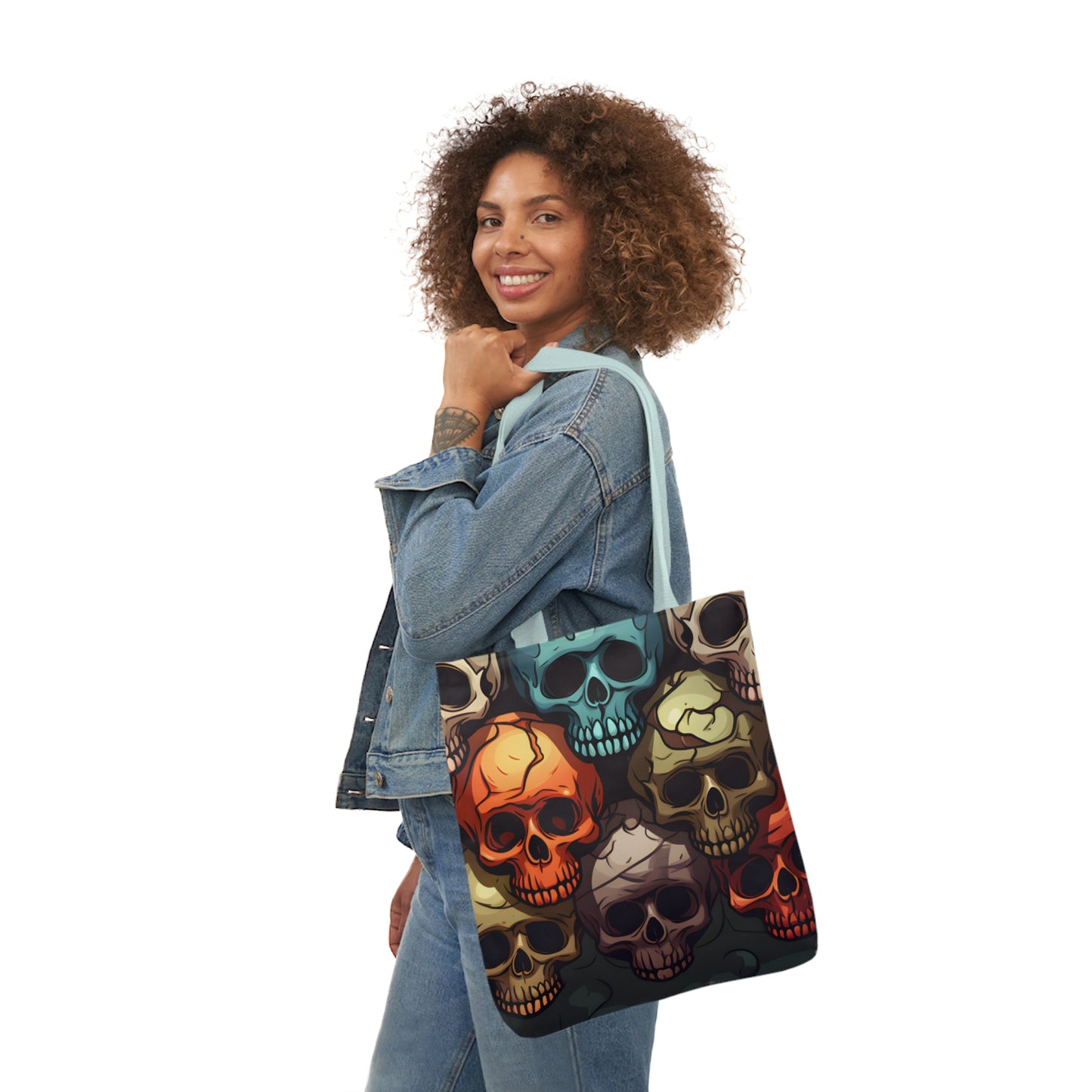 Colorful Skull Polyester Canvas Tote Bag (AOP)