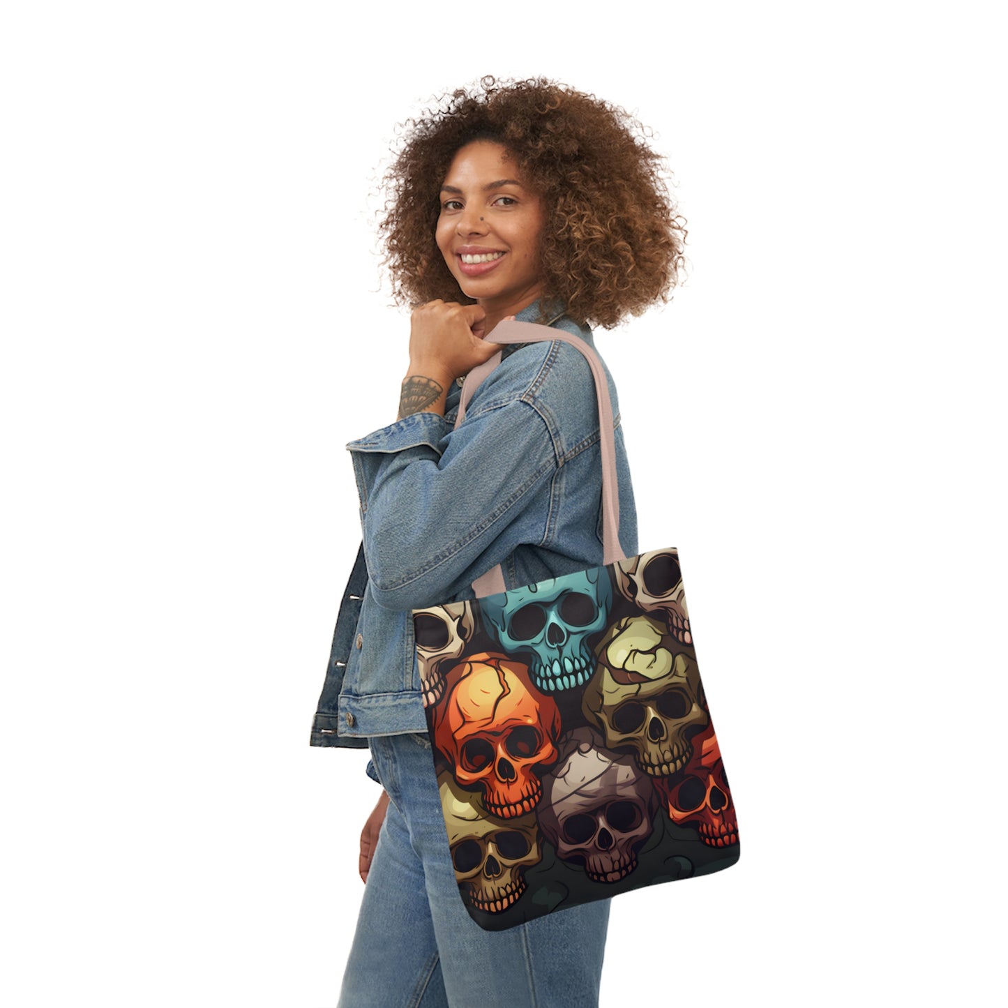Colorful Skull Polyester Canvas Tote Bag (AOP)
