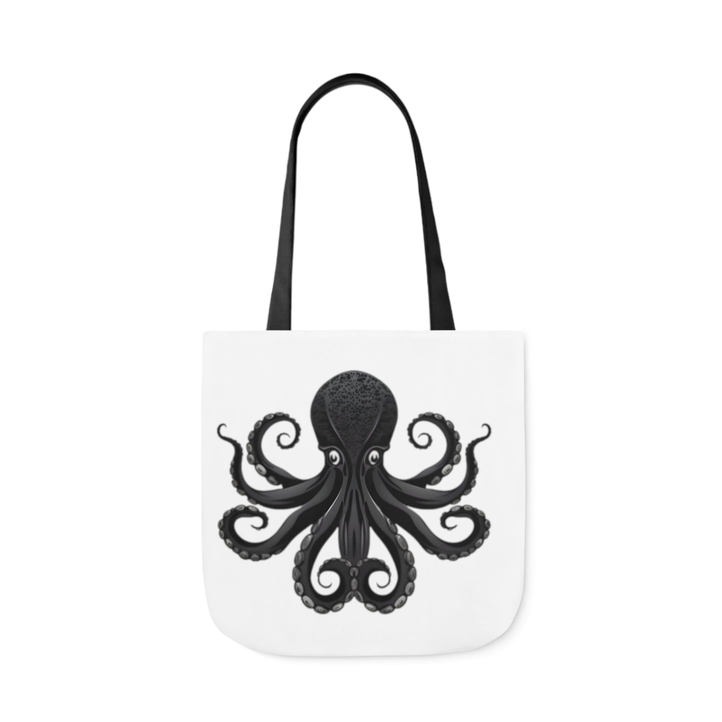 Black Octopus Polyester Canvas Tote Bag (AOP)