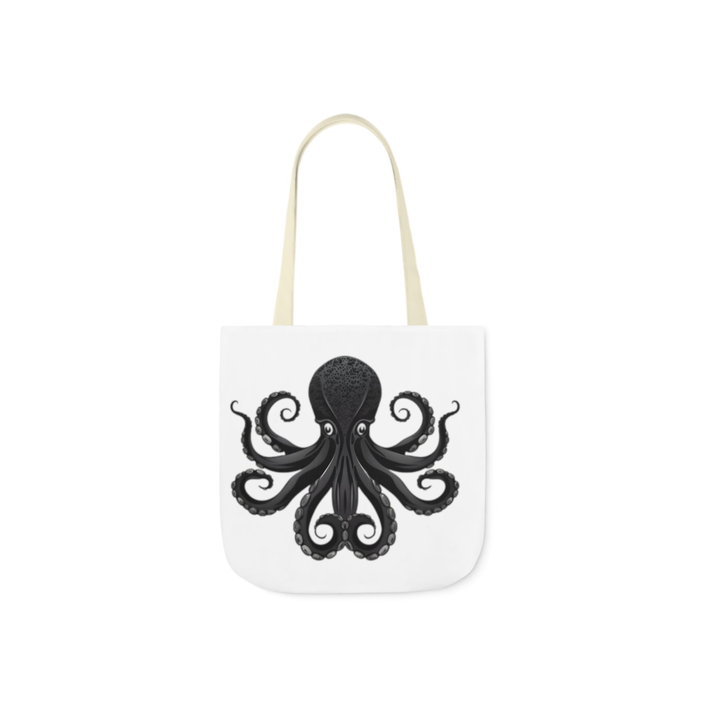 Black Octopus Polyester Canvas Tote Bag (AOP)