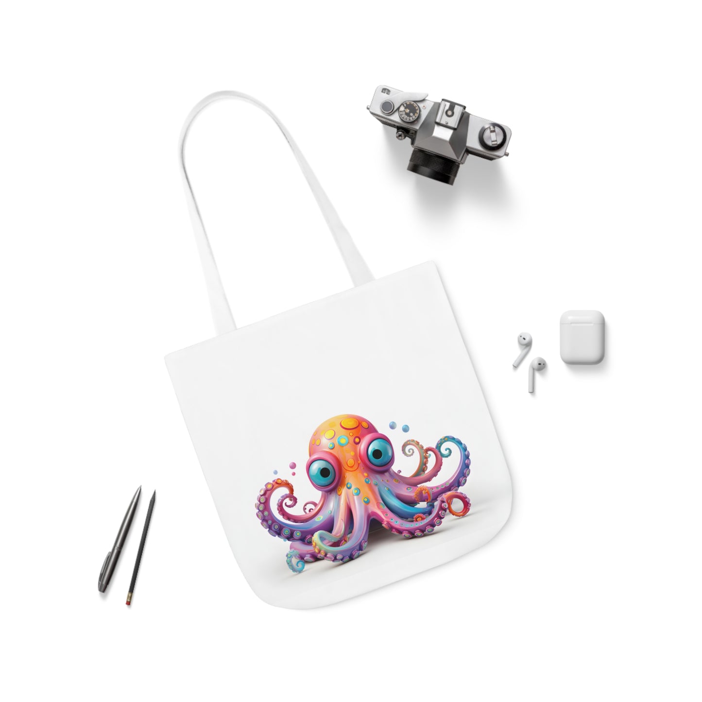 Colorful Octopus Polyester Canvas Tote Bag (AOP)