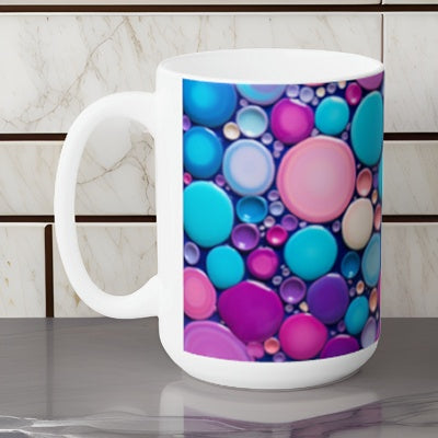 Colorful Polka Dot Ceramic Mug 15oz