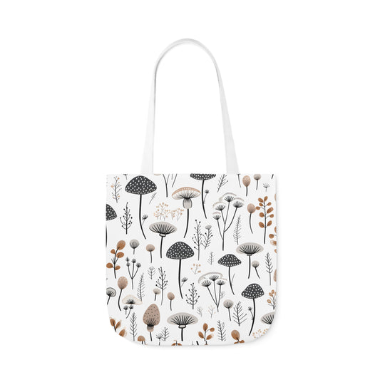 Plants and Mushrooms Polyester Canvas Tote Bag (AOP)