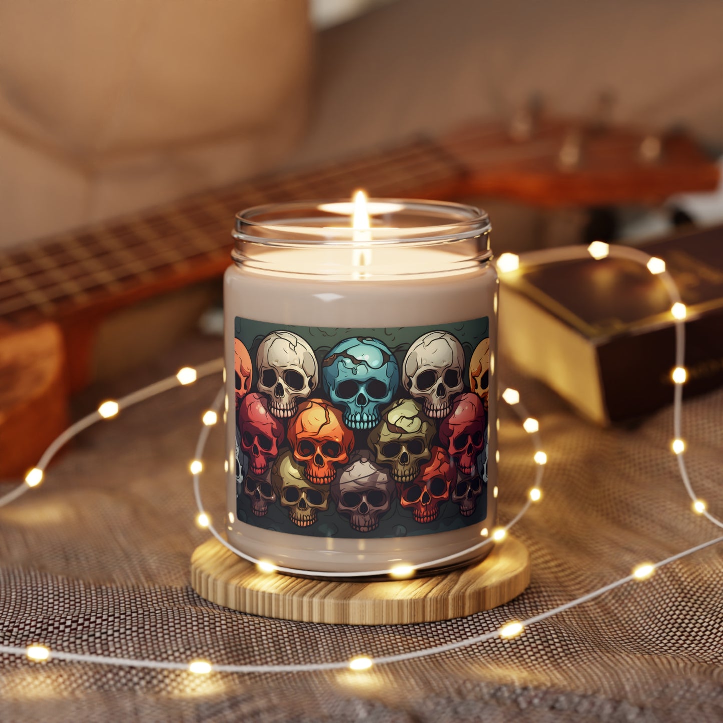 Colorful Skulls Scented Soy Candle, 9oz