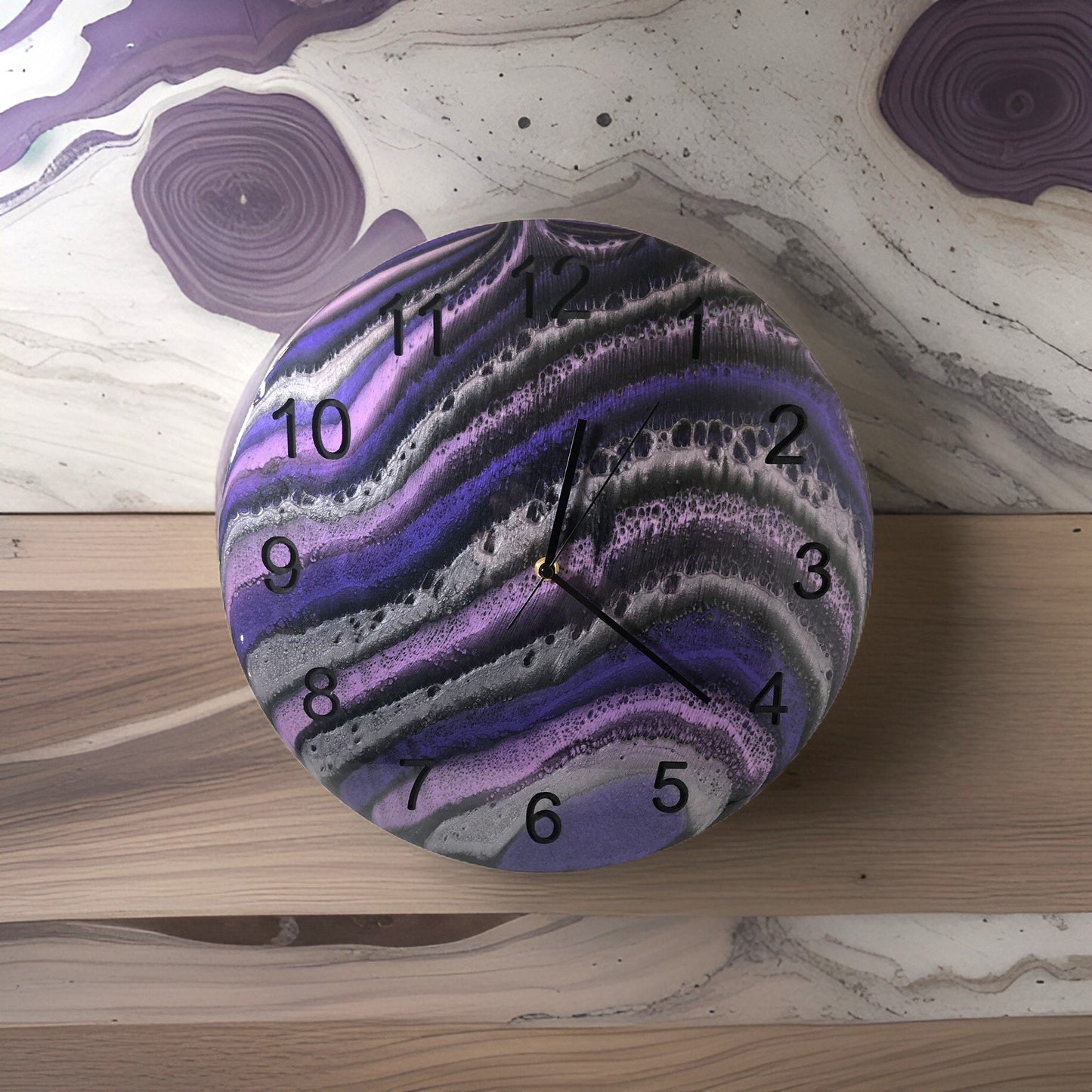 Handmade 14.75 Inch Epoxy Resin Clock