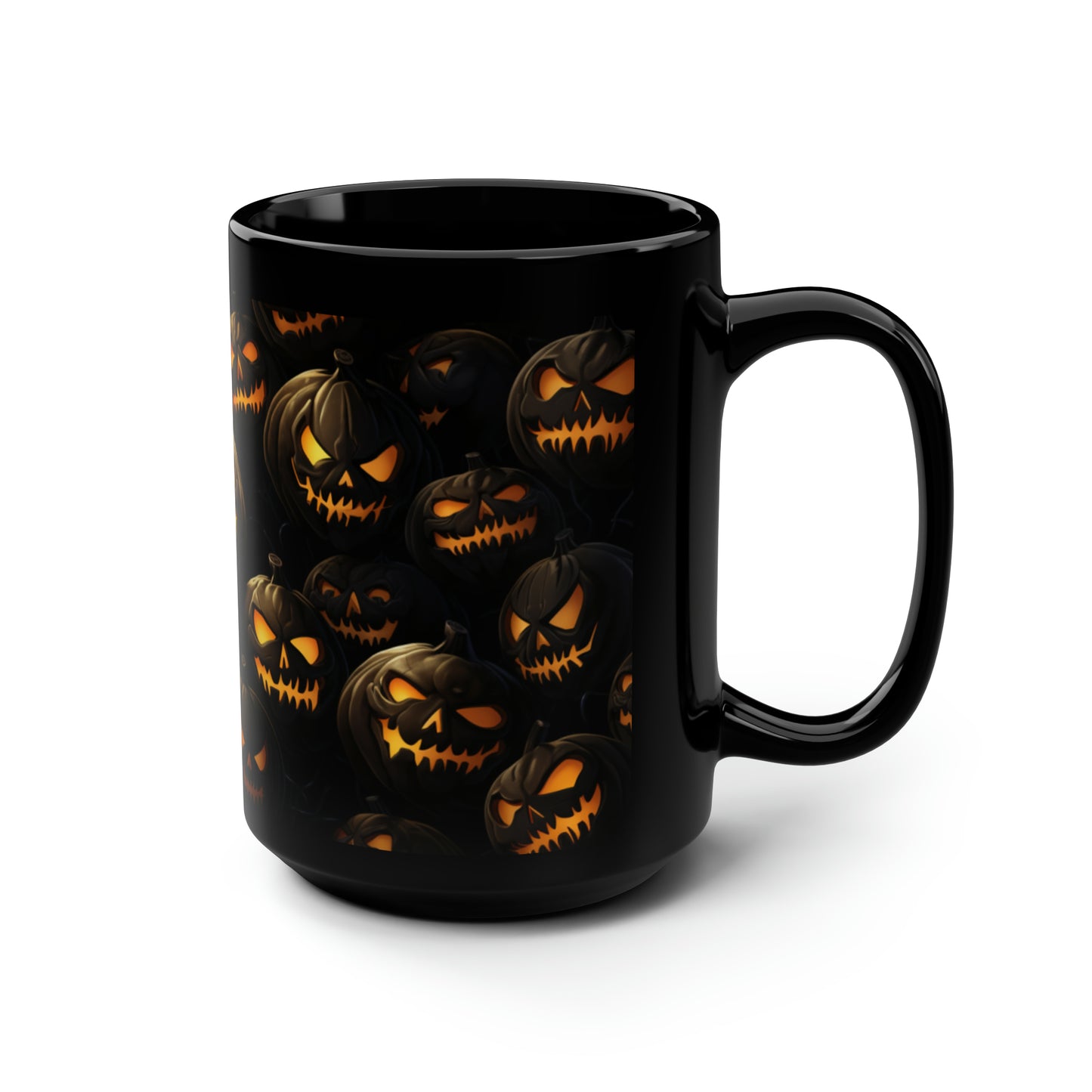 Halloween Pumpkin Black Mug, 15oz