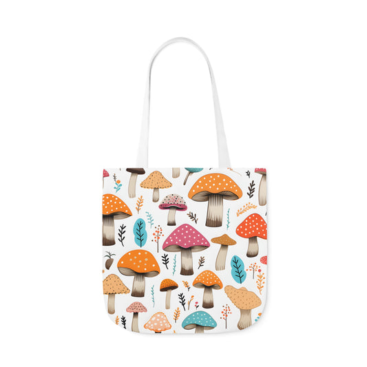 Colorful Mushroom Polyester Canvas Tote Bag (AOP)