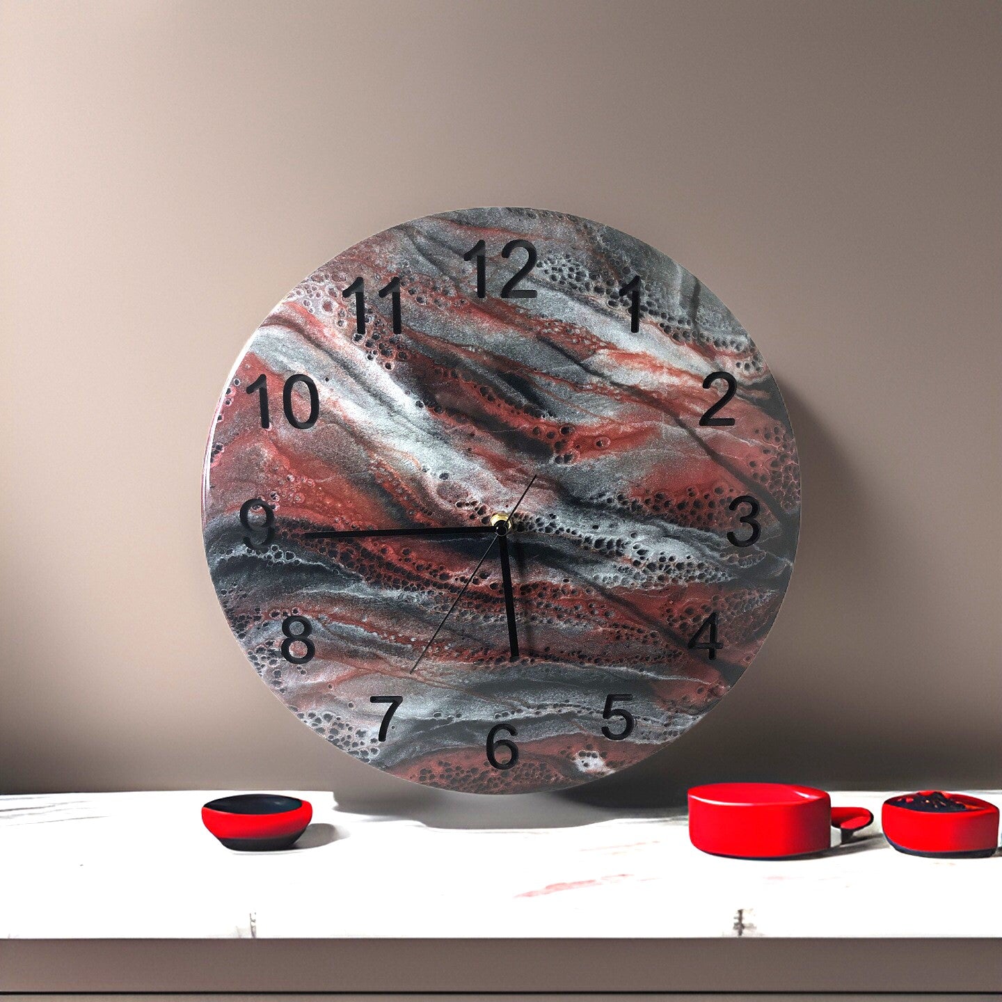 Handmade 14.75 Inch Epoxy Resin Clock