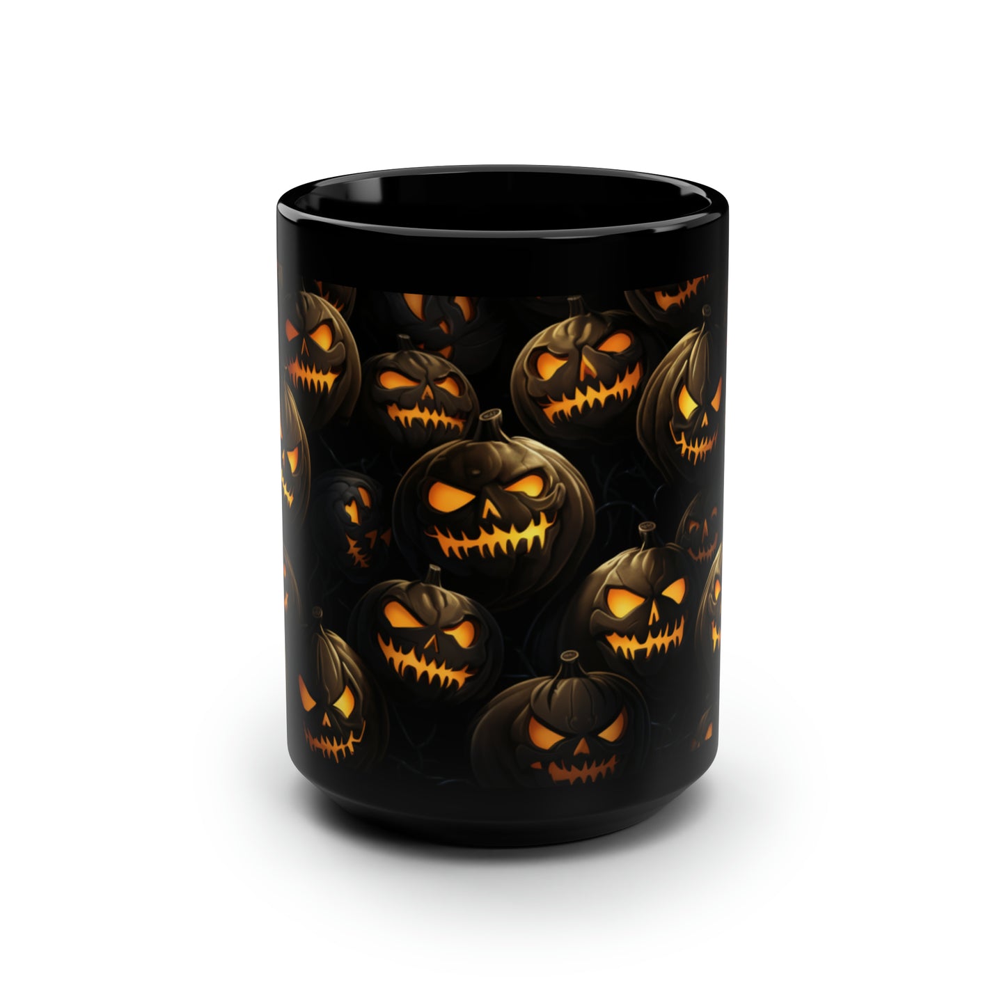 Halloween Pumpkin Black Mug, 15oz