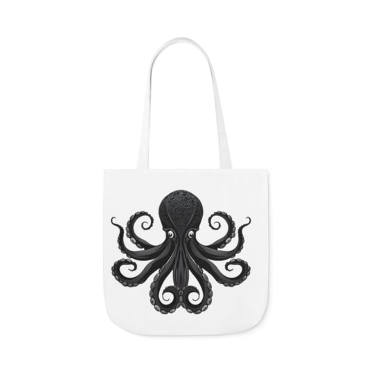 Black Octopus Polyester Canvas Tote Bag (AOP)