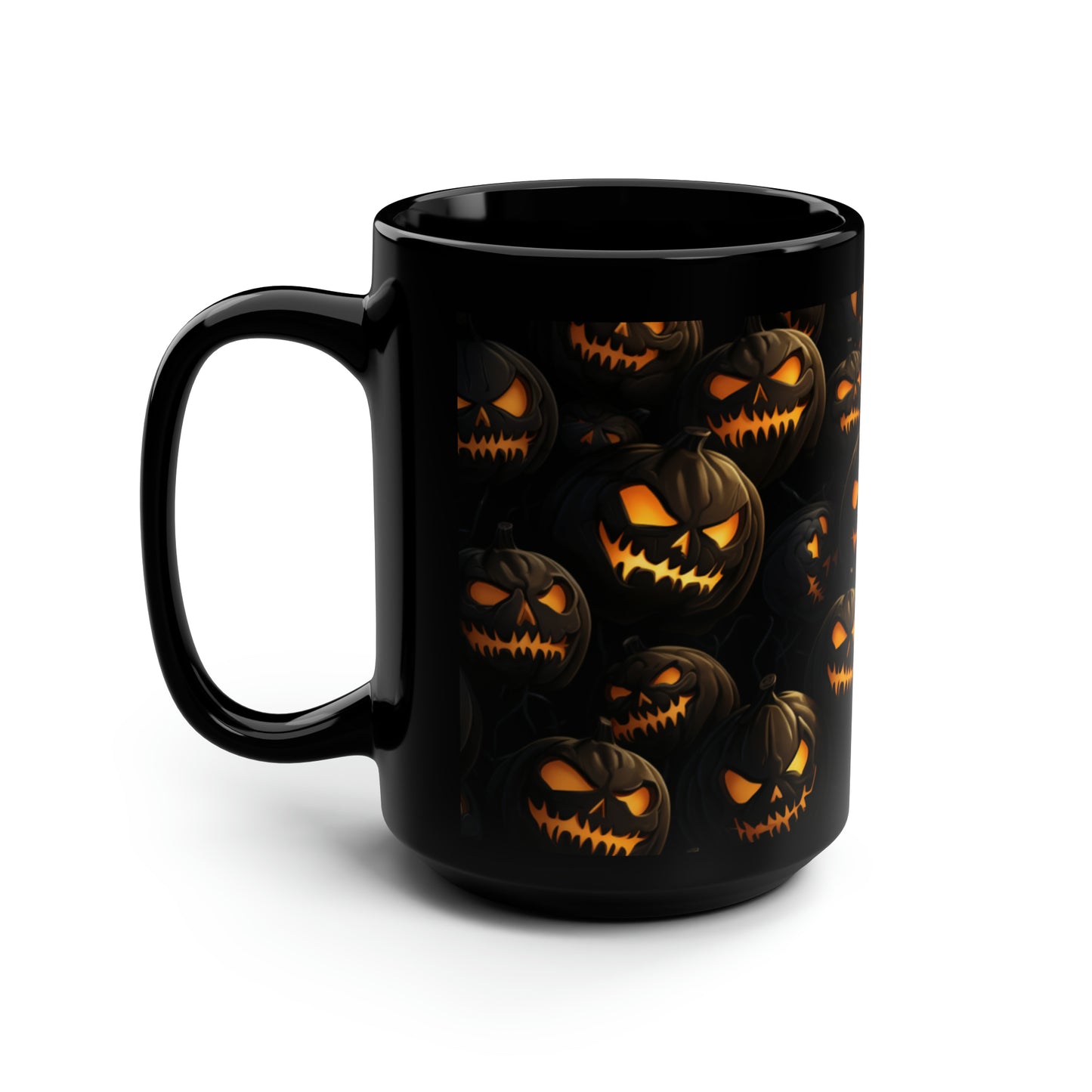 Halloween Pumpkin Black Mug, 15oz