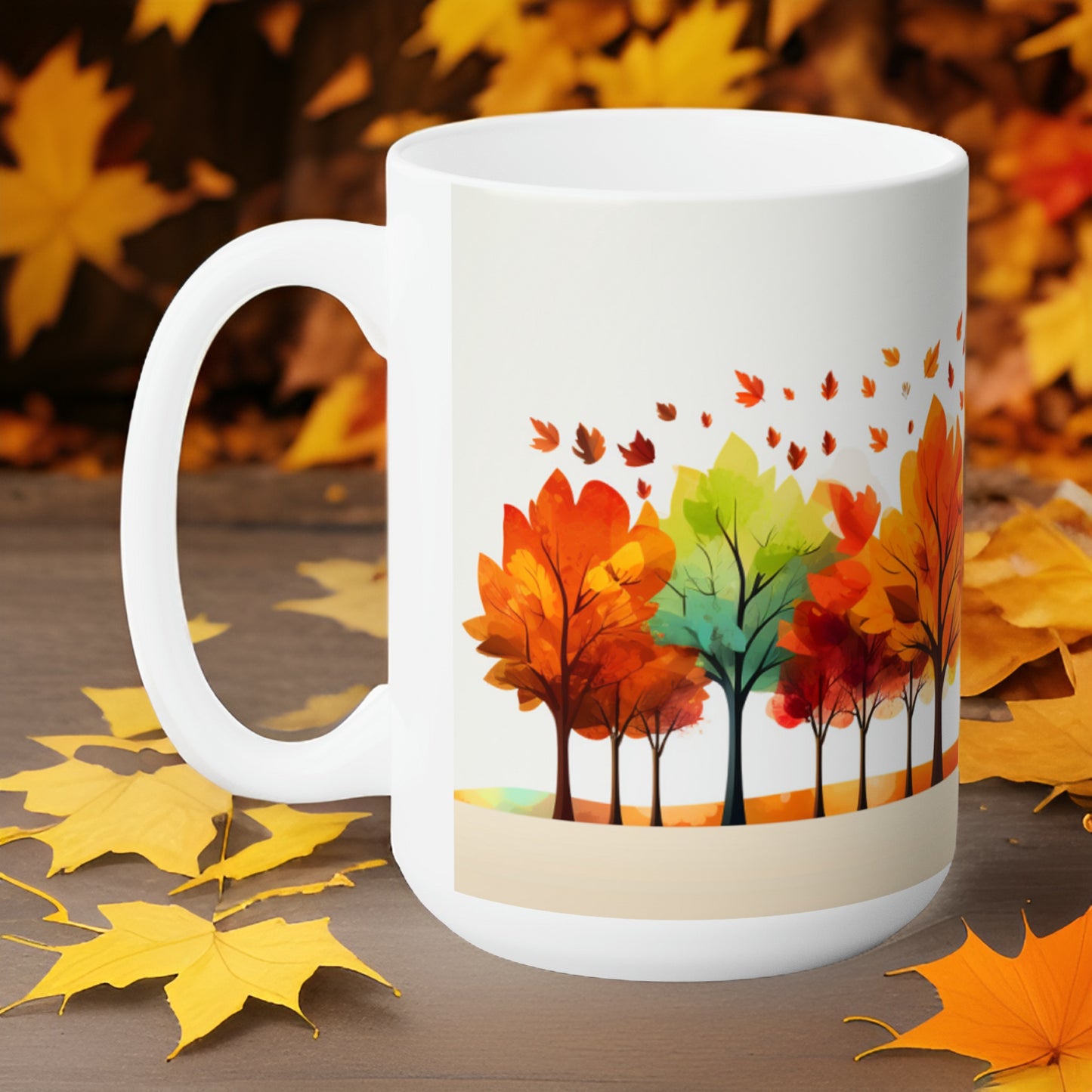 Colorful Fall Trees Ceramic Mug 15oz