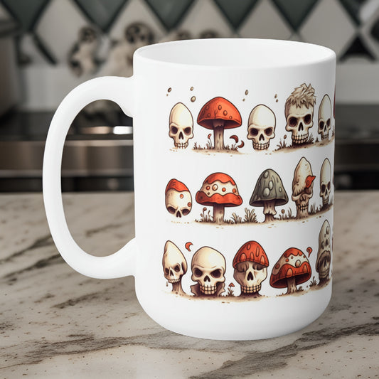 Skulls And Mushrooms Ceramic Mug 15oz