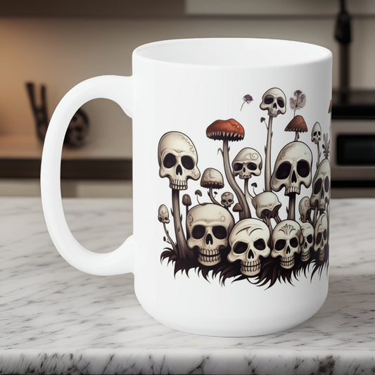 Skulls and mushrooms Ceramic Mug 15oz