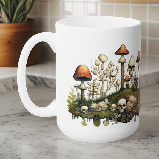 Skulls and Mushrooms Ceramic Mug 15oz