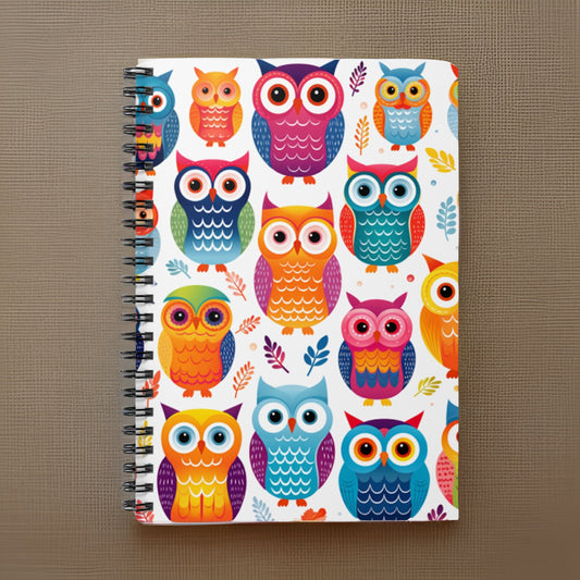 Colorful Owl Spiral Notebook - Ruled Line